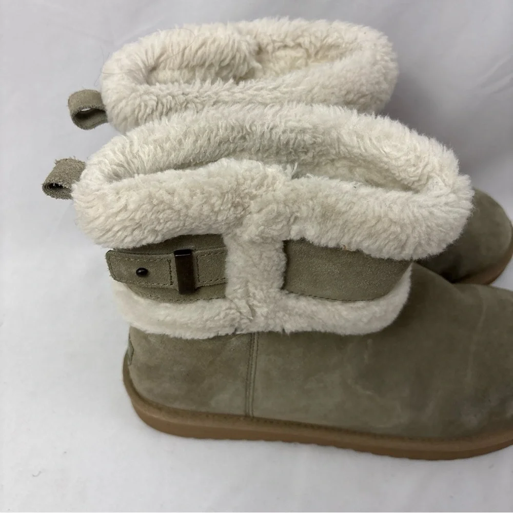 UGG Womans Koolaburra Size 10 USA Mini  Barley Suede Boots Dune Gray 1133079